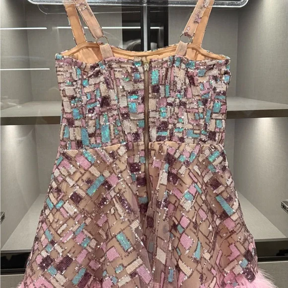 Bronx and Banco Pink Feathered Mini Dress - Picture 4 of 6